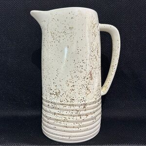 HEARTH & HAND MAGNOLIA Stoneware Pitcher Cream Gray Stripes Gold Glitter DiscNWT